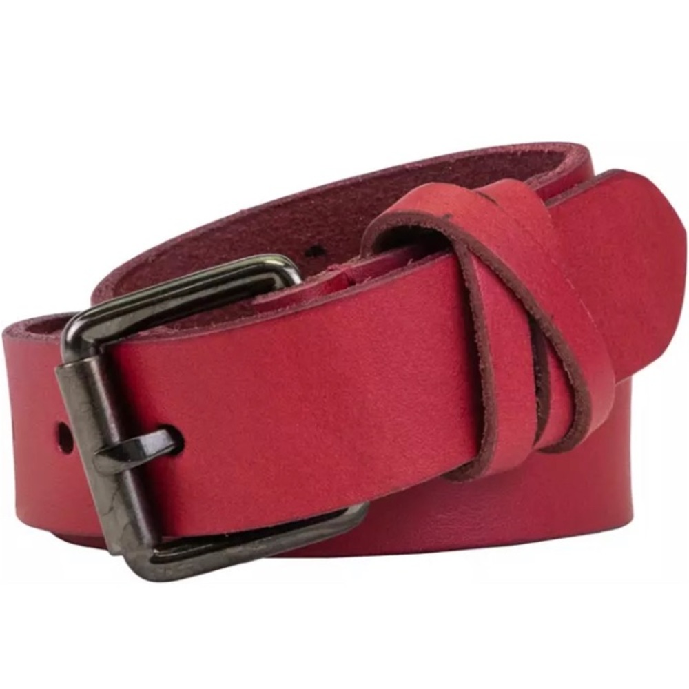 Timberland Women's Cherry Red Criss Cross Leather Golf Belt